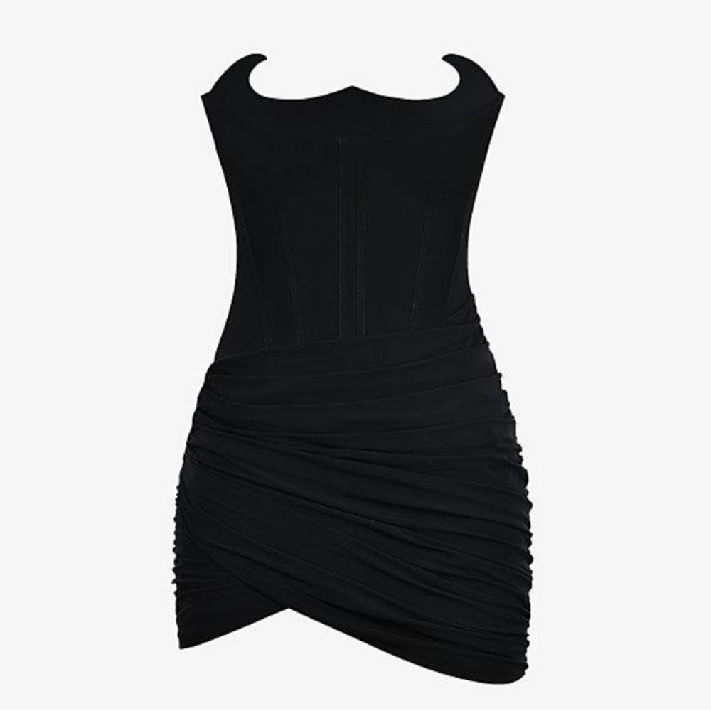 MISTRESS ROCKS Corset Bustier Black Ruched Strapless Mini Dress - Picture 4 of 11